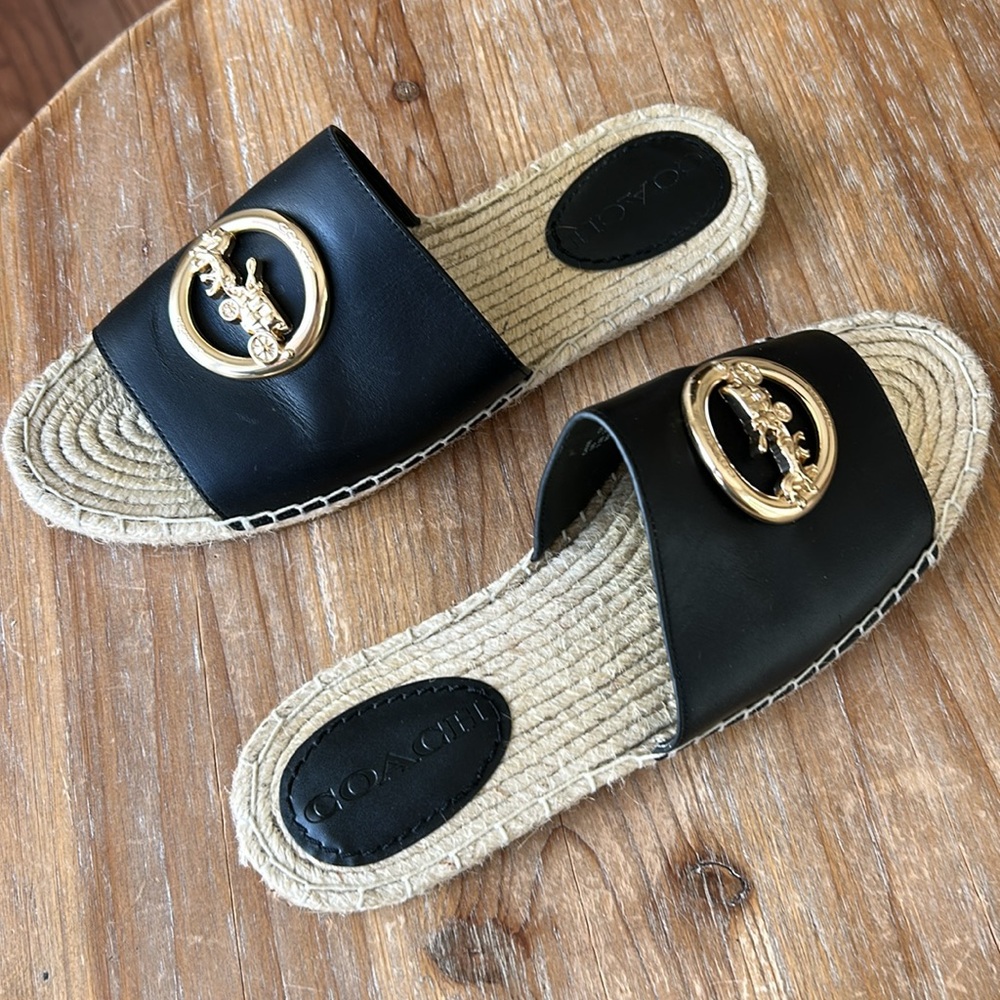 Coach Corey Black Slides with Gold Detail - Picture 17 of 17